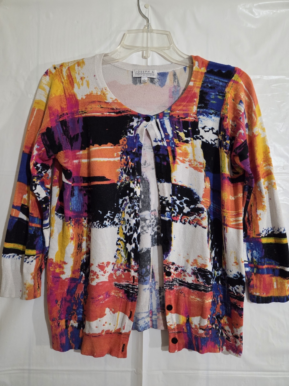 Colorful Abstract Print Cardigan Sweater - Joseph A